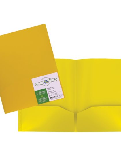 Duo tang plastifié sans attache avec pochettes - Jaune