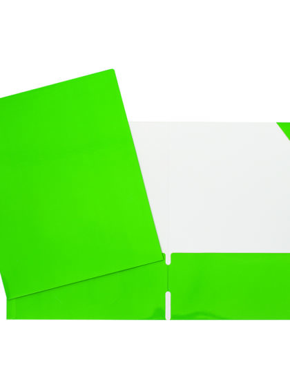 Duo tang laminé avec pochettes, sans attaches - Vert
