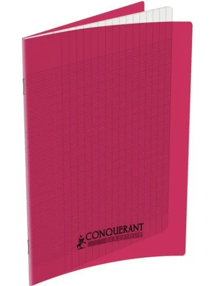 CONQUERANT - Cahier seyès, couverture polypropylène 210x297, 96 pages - Rose
