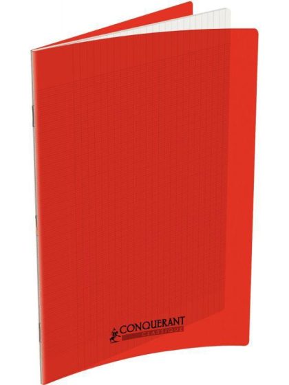 CONQUERANT - Cahier seyès, couverture polypropylène 240x320, 140 pages - Rouges