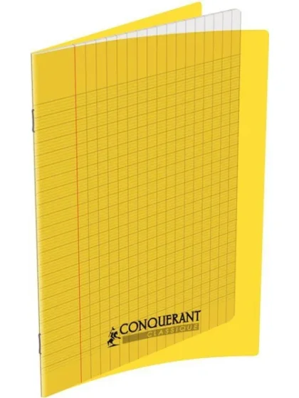 CONQUERANT - Cahier seyès, couverture polypropylène 210x297, 140 pages - Jaune