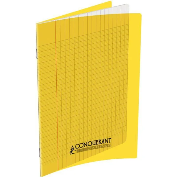 CONQUERANT - Cahier seyès, couverture polypropylène 210x297, 140 pages - Jaune