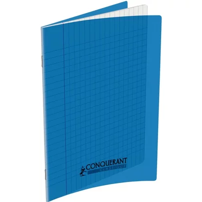 CONQUERANT - Cahier seyès, couverture polypropylène 170 x 220, 96 pages - Bleu