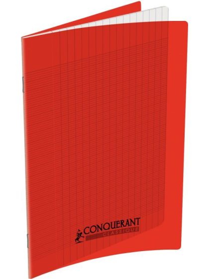 CONQUERANT - Cahier seyès, couverture polypropylène 170x220, 96 pages- Rouge