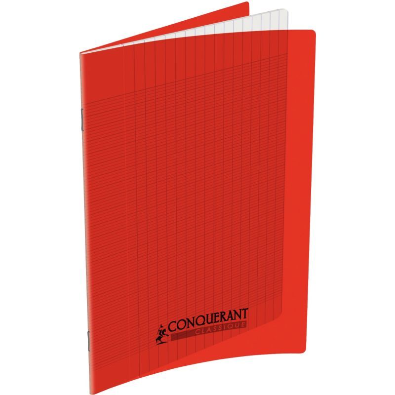 CONQUERANT - Cahier seyès, couverture polypropylène 170x220, 96 pages- Rouge