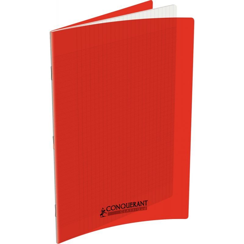 CONQUERANT - Cahier seyès, couverture polypropylène 240x320, 96 pages - Rouge
