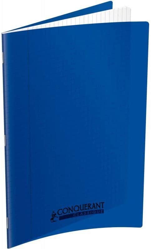 CONQUERANT - Cahier seyès, couverture polypropylène 240x320, 96 pages - Bleu