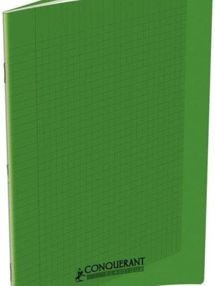 CONQUERANT - Cahier seyès, en couverture polypropylène 240x320, 96 pages  - Vert