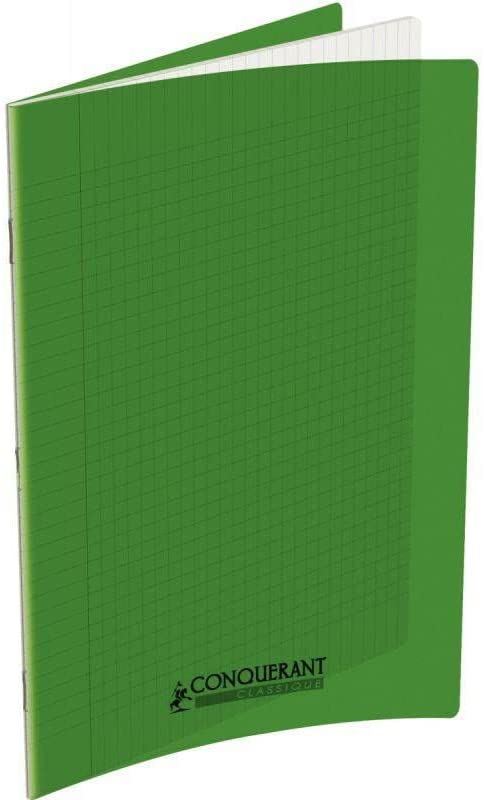 CONQUERANT - Cahier seyès, en couverture polypropylène 240x320, 96 pages - Vert