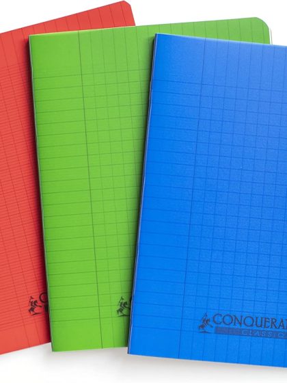 CONQUERANT - Cahier seyès 240x320, couverture polypro, 96 pages  -  couleur au choix