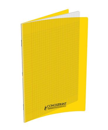 CONQUERANT - Cahier seyès, couverture polypropylène 240x320, 96 pages - Jaune