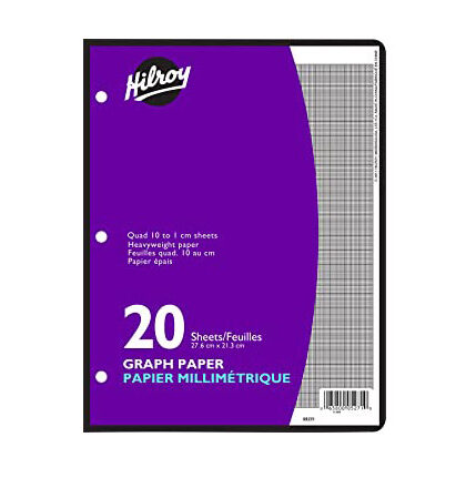 Hilroy - Paquet de 20 feuilles 27.6x21.3 cm papier millimétrique perforé