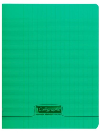 Cahier Calligraphe polypro 17x22 cm seyes 3mm, 32 pages - Vert  (18013C)