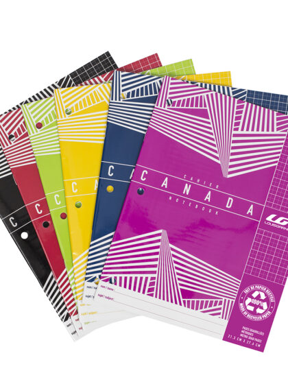 Cahier Canada quadrillé 40 pages - couleurs assorties- Louis Garneau (412325)