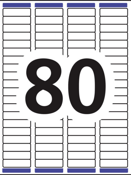 Feuille de 80 étiquettes autocollantes imprimées