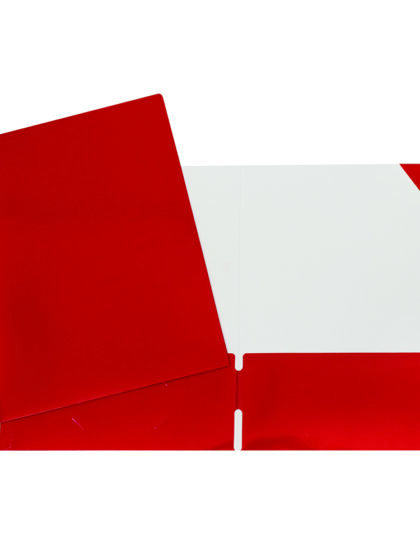 Duo tang laminé avec pochettes, sans attaches - Rouge