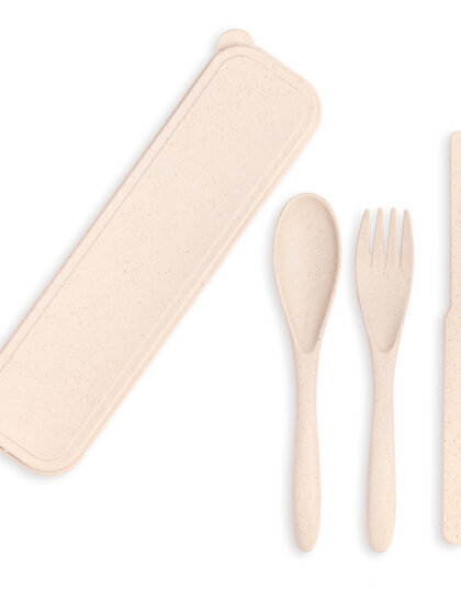 Ustensiles en plastique biodégradable avec boîtier