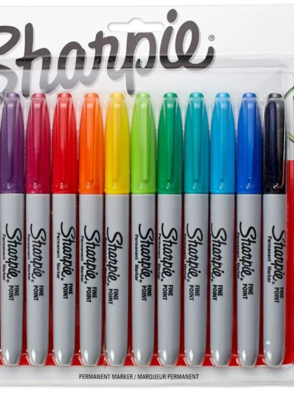 Sharpie - Marqueurs permanents pointes fines - lot de 12 marqueurs