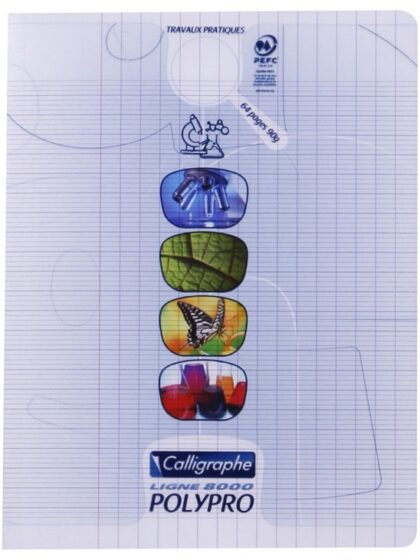 Cahier TP seyès/unis polypro transparent 17x22cm, 64 pages (18185C)