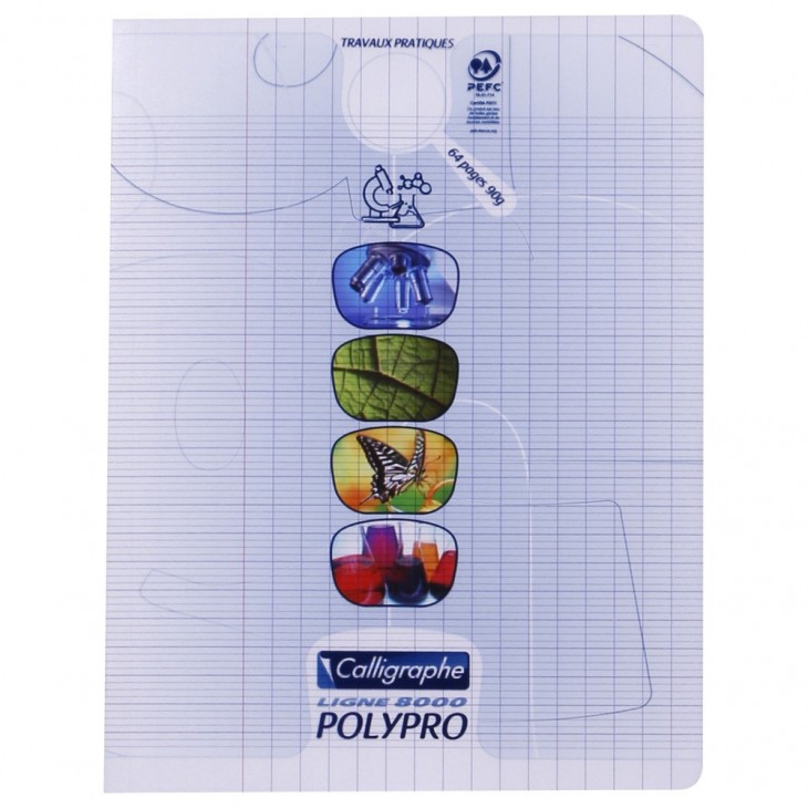 Cahier TP seyès/unis polypro transparent 17x22cm, 64 pages (18185C)