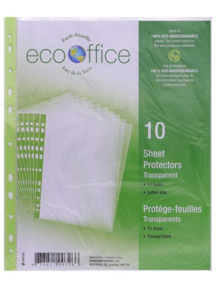 Paquet de 10 pochettes plastiques protectrices perforées pour classeur