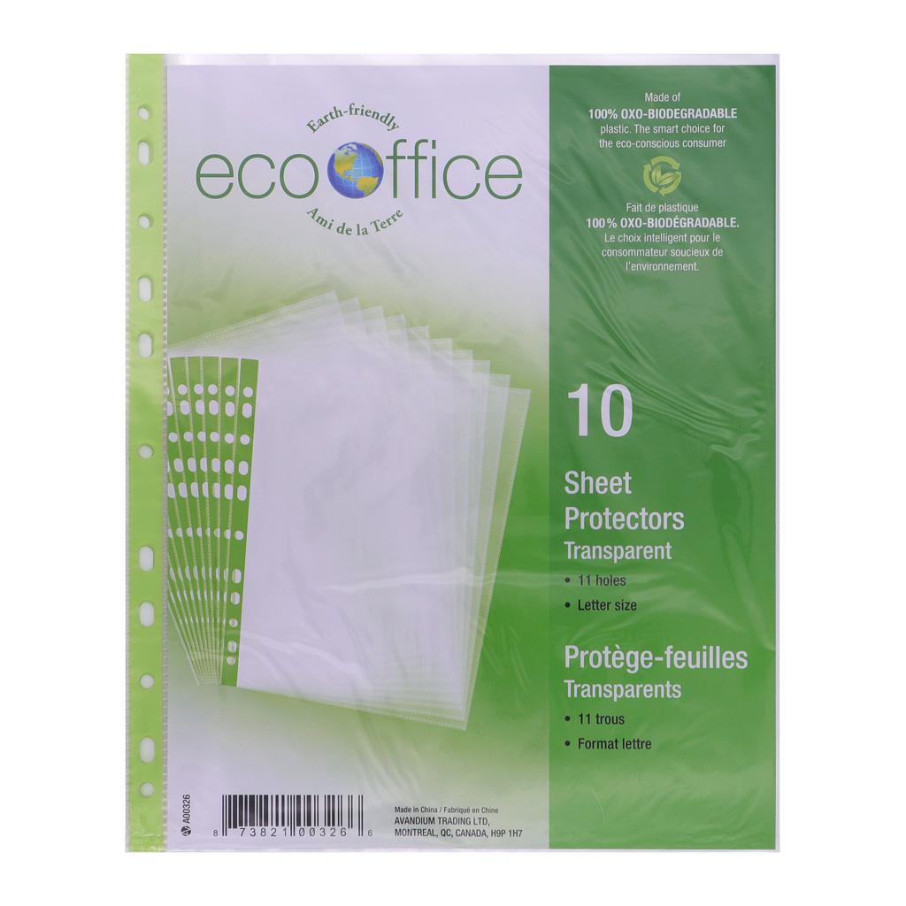 Paquet de 10 pochettes plastiques protectrices perforées pour classeur