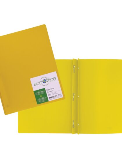 Duo tang opaque plastifié avec attaches - Jaune