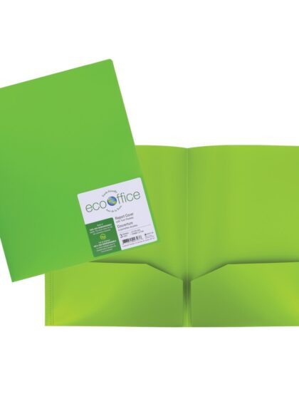 Duo tang plastifié sans attache  avec pochettes - Vert