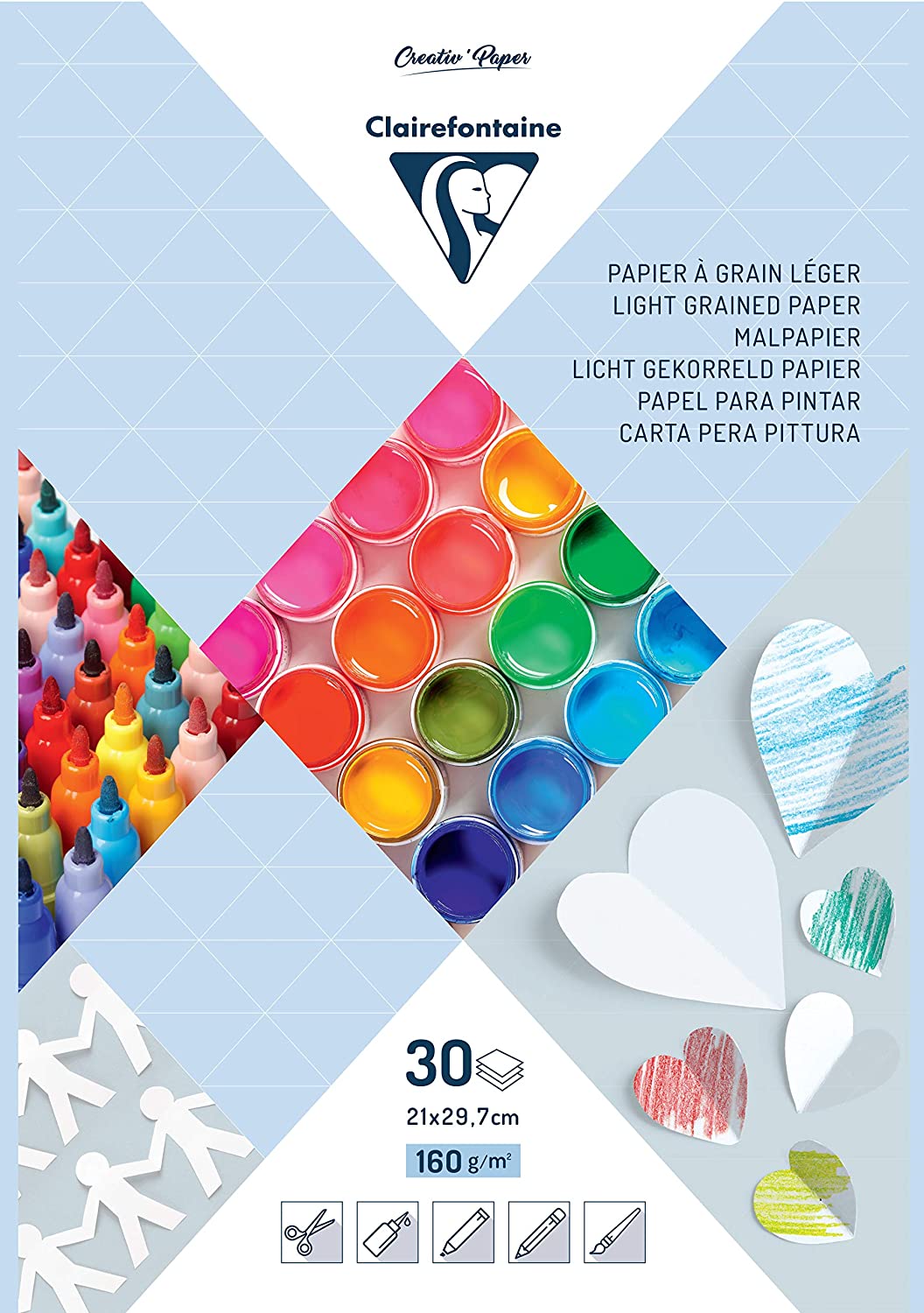 Clairefontaine - Bloc à dessin 21x29,7 cm - 30 feuilles blanches - 160g 97242C / 3329689750318