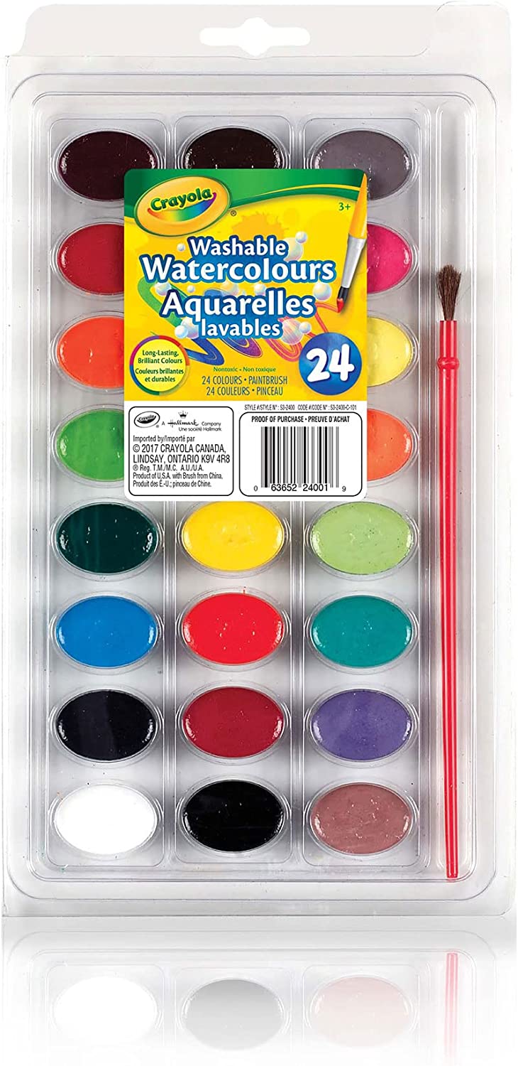 Boîte de Peinture pastilles avec pinceau "Crayola" (53-2400)