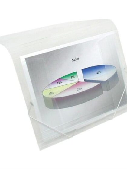 Pochette en polypropylène à 3 rabats avec fermoir élastique givré transparent Win 315T-CR
