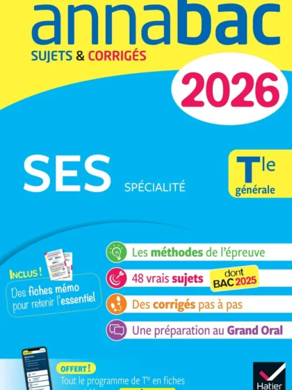 Annabac : SES, Tle générale (spécialité) 2026