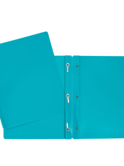 Duo tang en polypro avec 3 attaches et 2 pochettes - couleurs variées