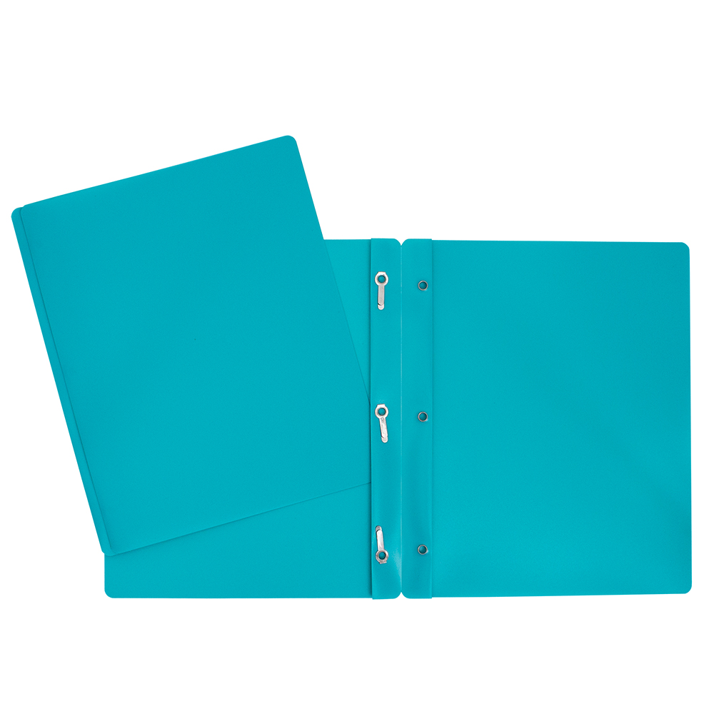 Duo tang en polypro avec 3 attaches et 2 pochettes - couleurs variées